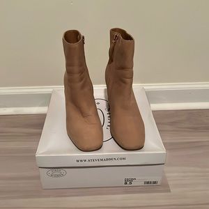 Steve Madden nude nubuck ankle boot with rose gold heel